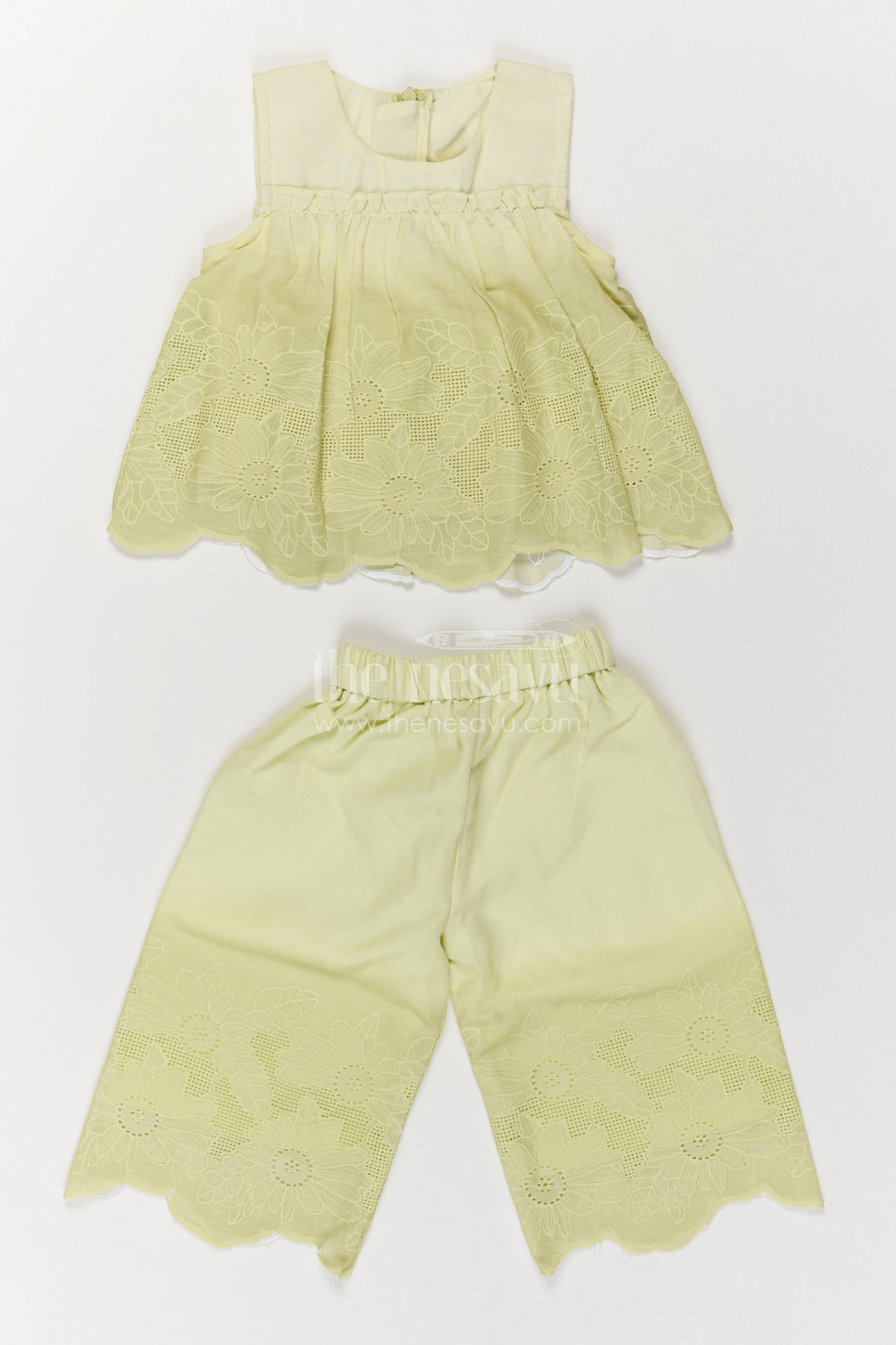 Two Piece Co Ord Set for Girls in Yellow with an Occasion Ready Finish