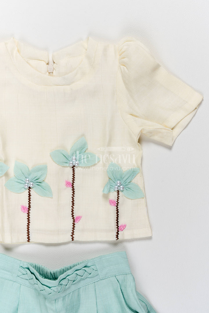 Two Piece Co Ord Set for Girls in Turquoise with an Occasion Ready Finish