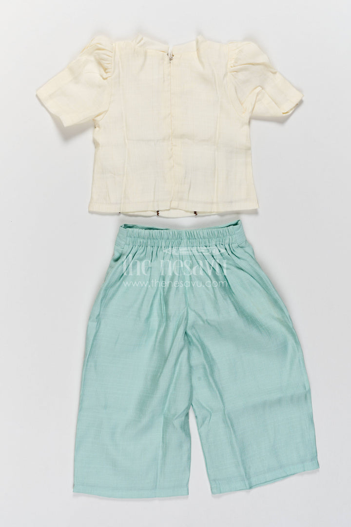 Two Piece Co Ord Set for Girls in Turquoise with an Occasion Ready Finish