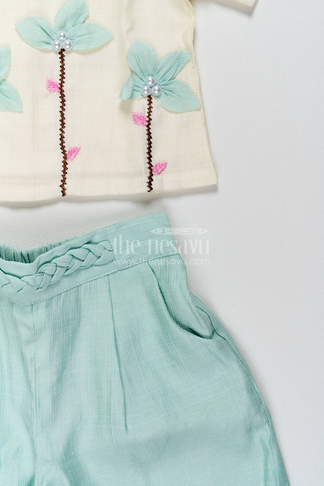 Two Piece Co Ord Set for Girls in Turquoise with an Occasion Ready Finish