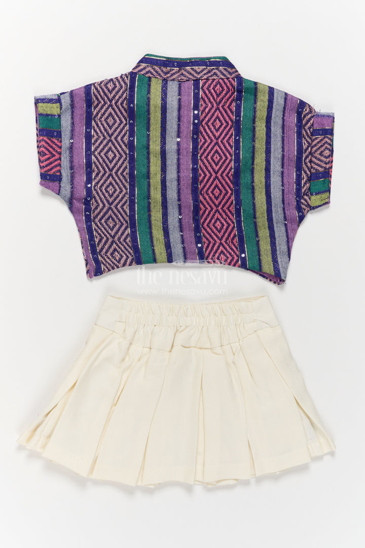 Girls Two Piece Outfit with Thread Embroidery for Weddings and Parties