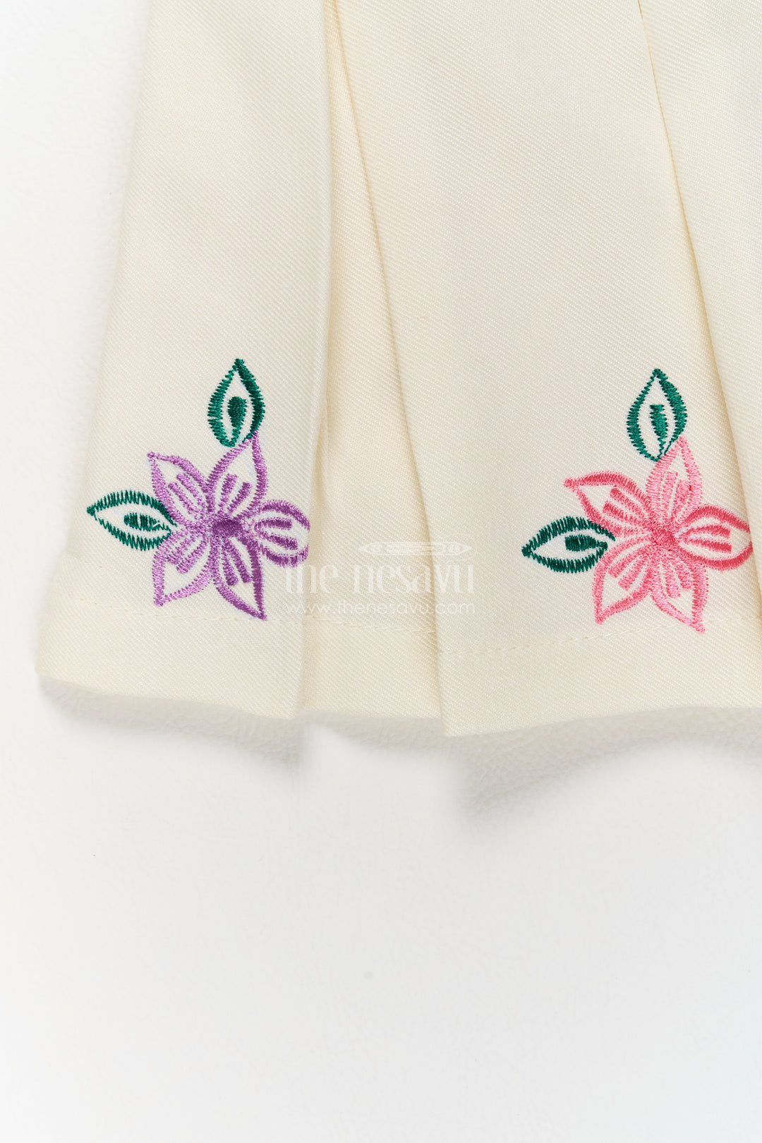 Girls Two Piece Outfit with Thread Embroidery for Weddings and Parties