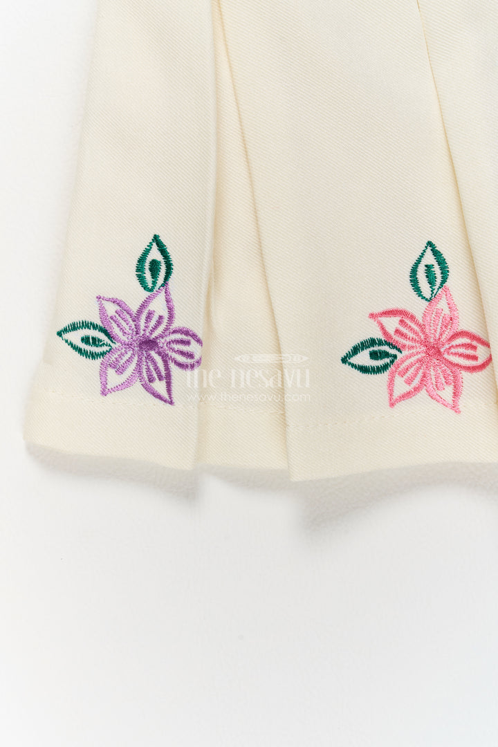 Girls Two Piece Outfit with Thread Embroidery for Weddings and Parties