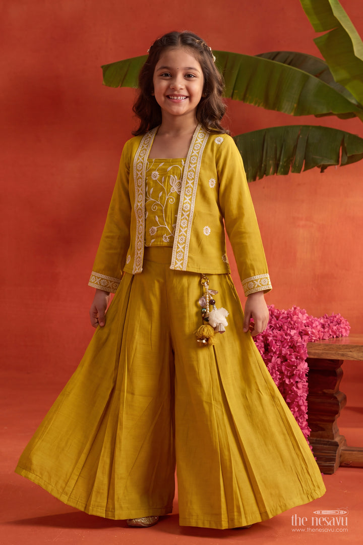 Girls Sharara Set in Yellow for Party Memories