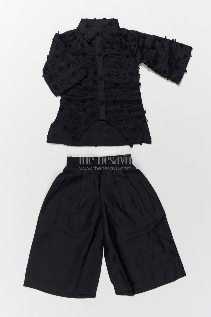 Girls Top and Pant Set in Black for Celebrations and Photos