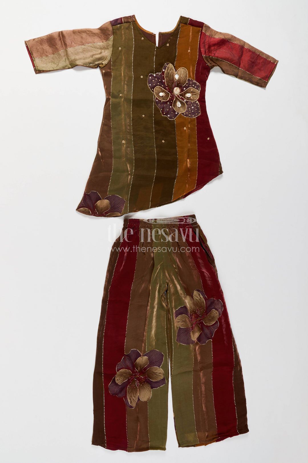 Girls Top and Pant Set in Multicolor for Celebrations and Photos