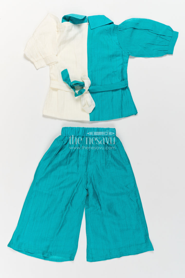 Two Piece Co Ord Set for Girls in Turquoise for Ceremony Dressing