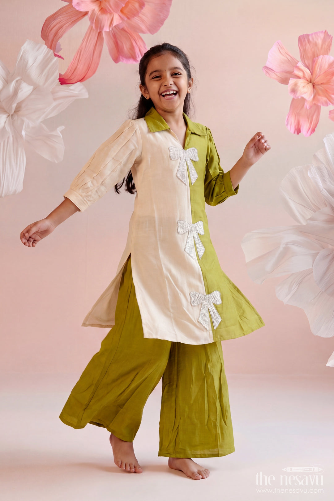 Two Piece Co Ord Set for Girls in Green for Wedding Moments