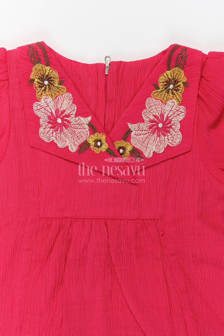 Girls Top and Pant Set with Thread Embroidery for Weddings and Parties