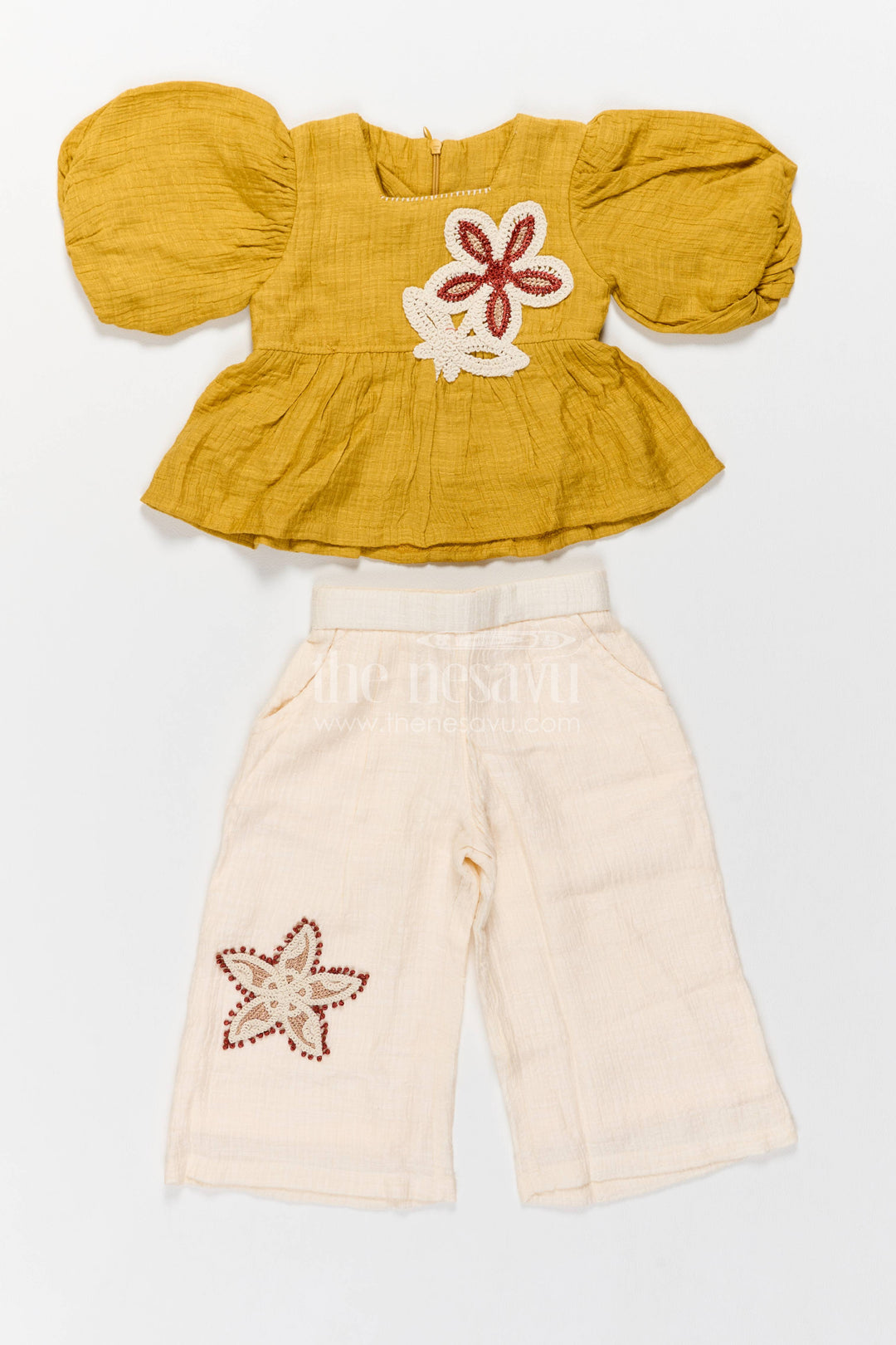 Girls Top and Pant Set in Yellow for Milestone Days