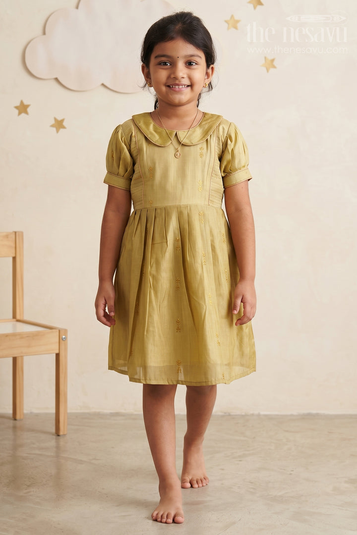 Sage Splendor Puff Sleeve Dress: Girls&