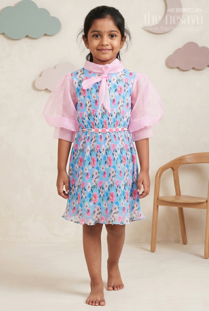 Enchanted Garden Sheer Fancy Frock with Organza Sleeves for Girls