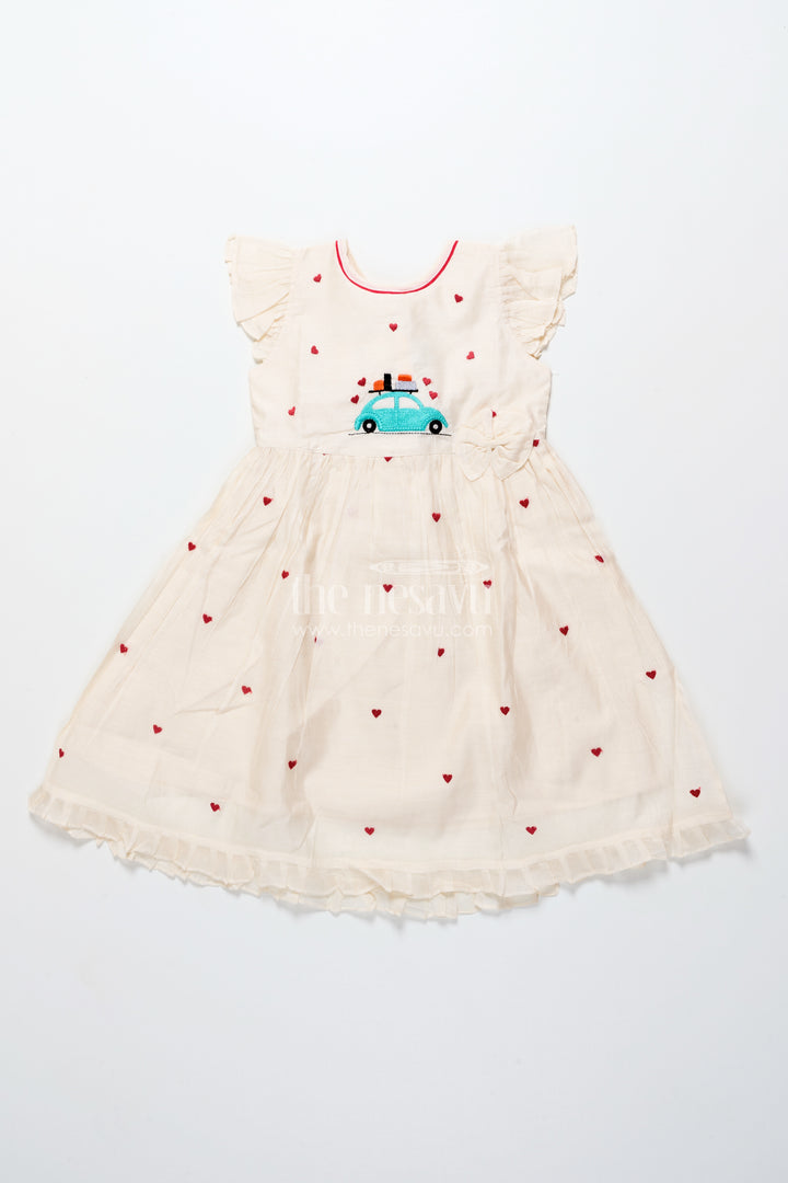 Baby girl frock with car embroidery for birthday and playdates