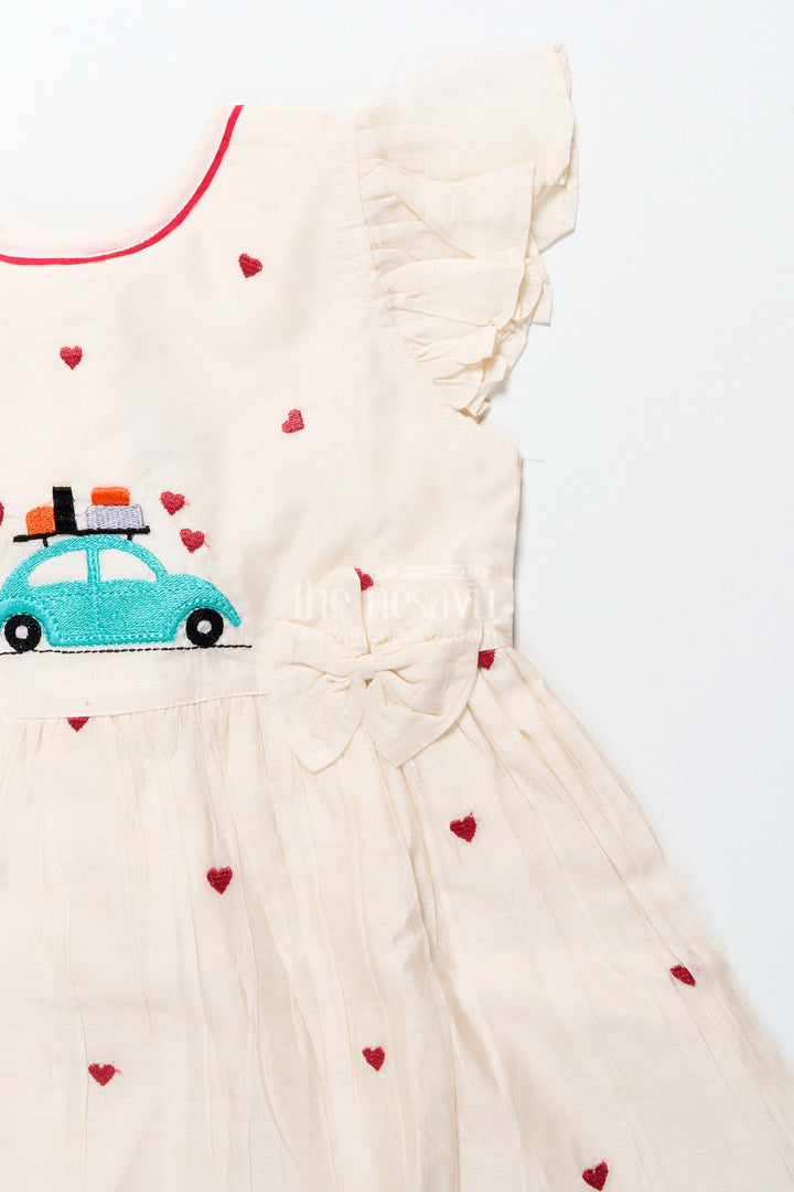 Baby girl frock with car embroidery for birthday and playdates