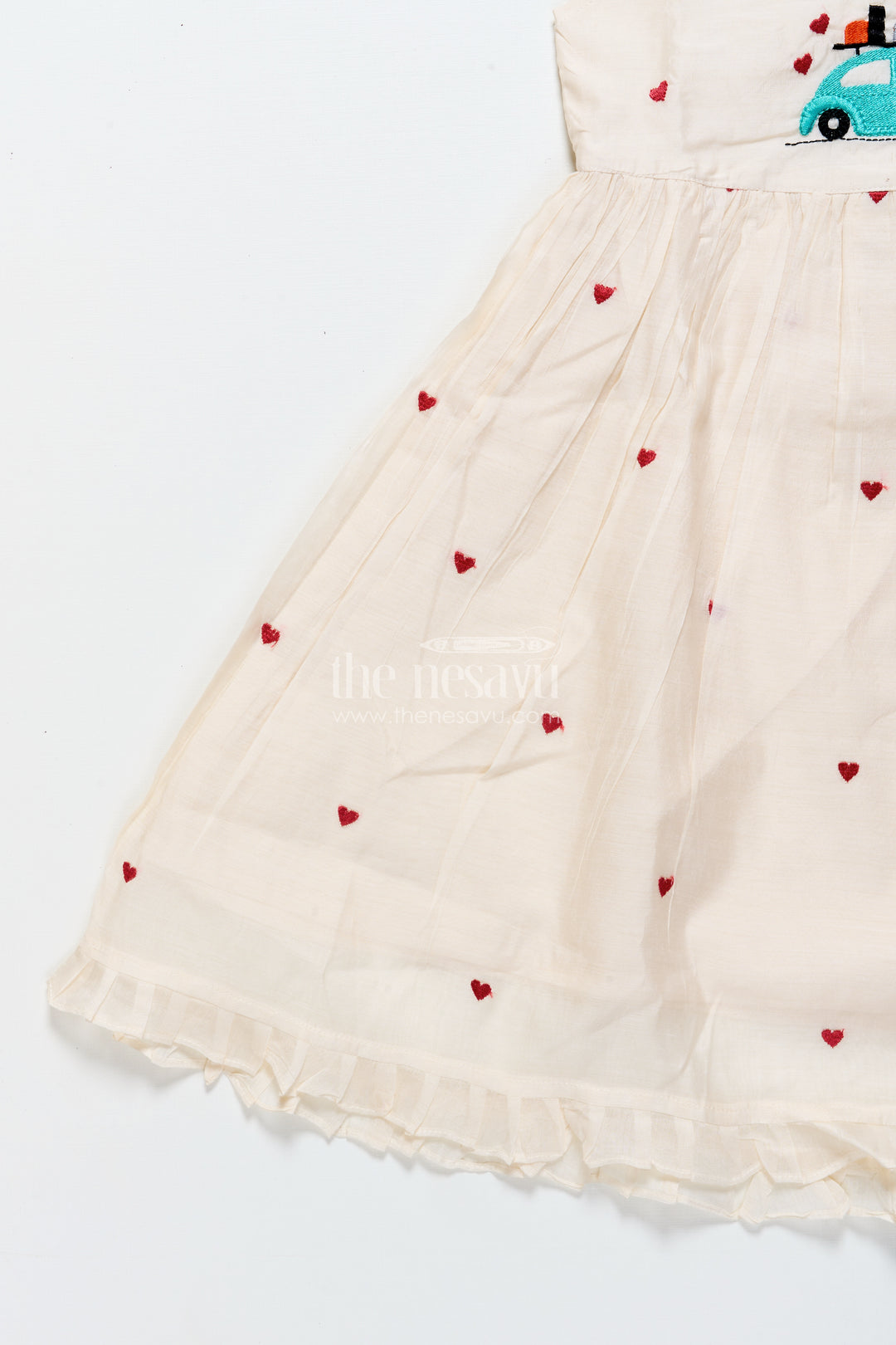 Baby girl frock with car embroidery for birthday and playdates