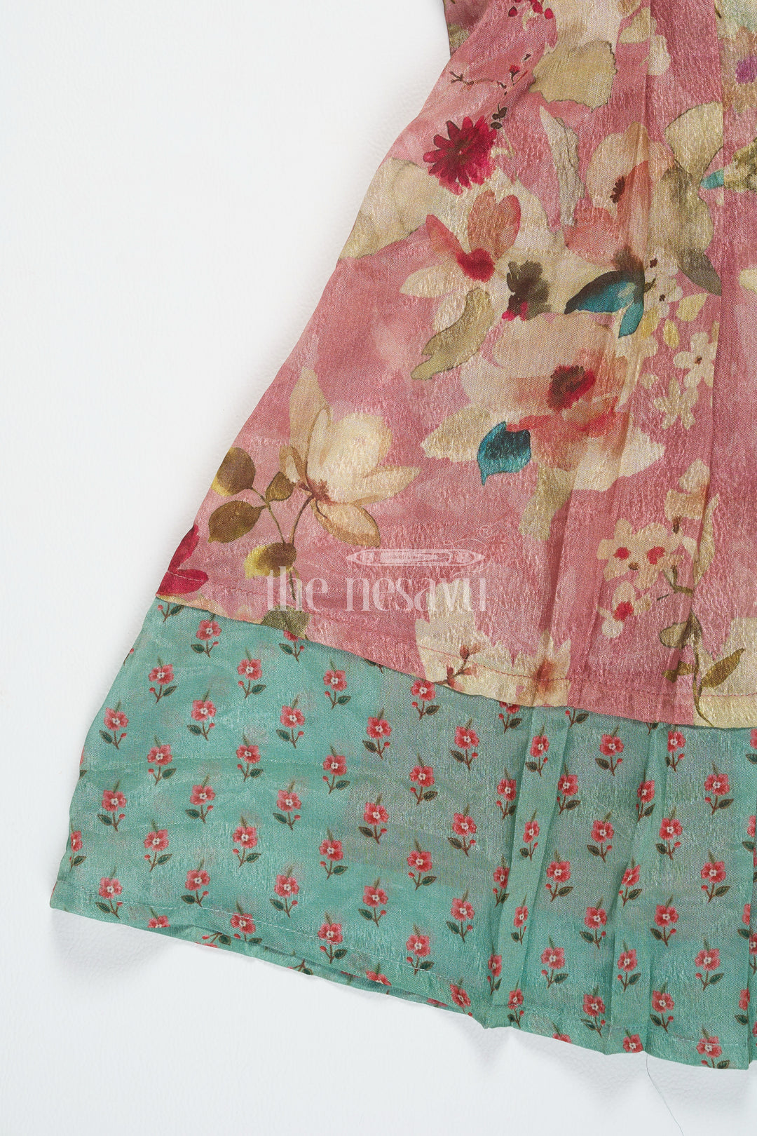 Girls Georgette Floral Frock with Printed Hem and Sleeveless Style in Vibrant flower design frock Look
