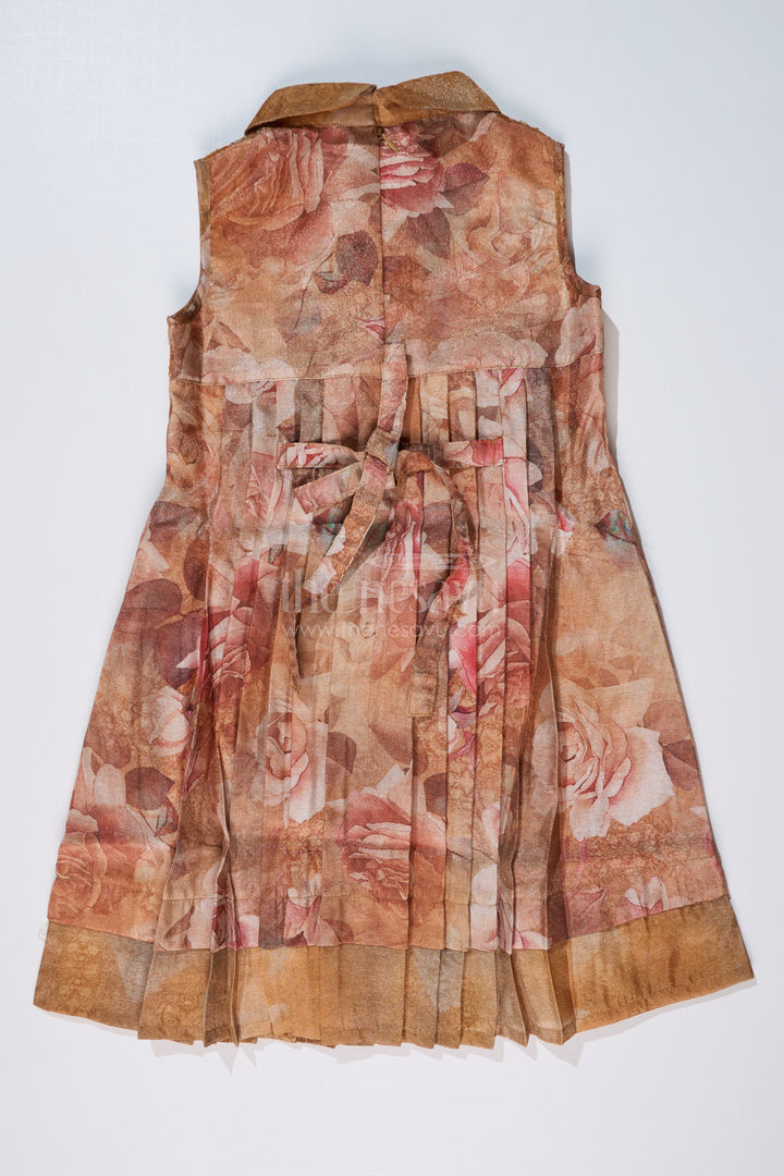 Girls Readymade Cotton Frock with Floral Digital Print and Embroidered Collar for a Chic Look