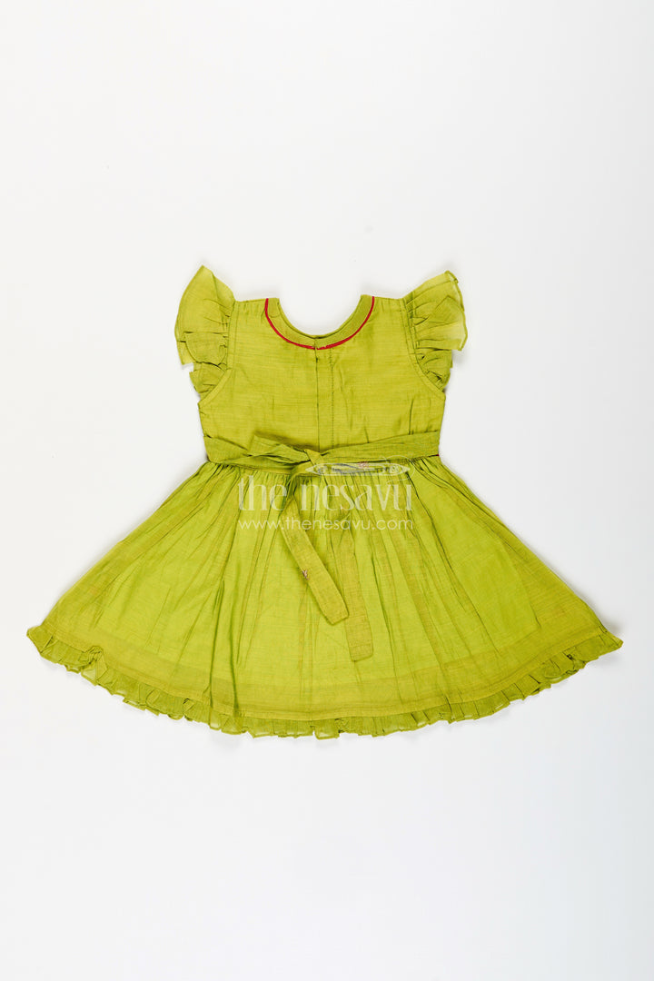 Baby girl frock with duck embroidery for birthdays and ethnic wear