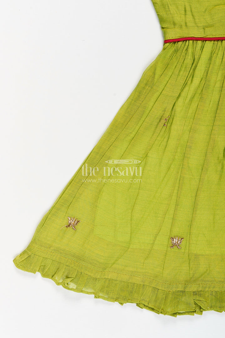 Baby girl frock with duck embroidery for birthdays and ethnic wear