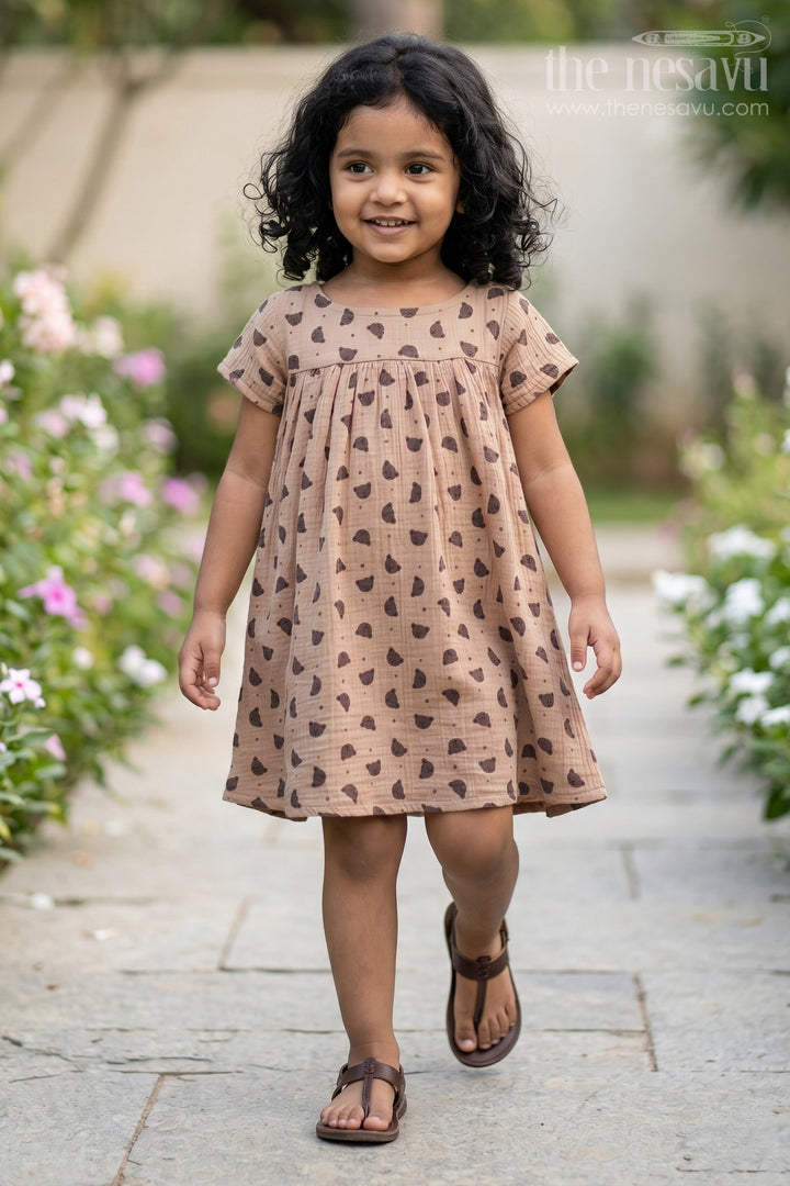 Girls Cotton Frock Ke Design with Polka Dot Print and Button-Down Detail