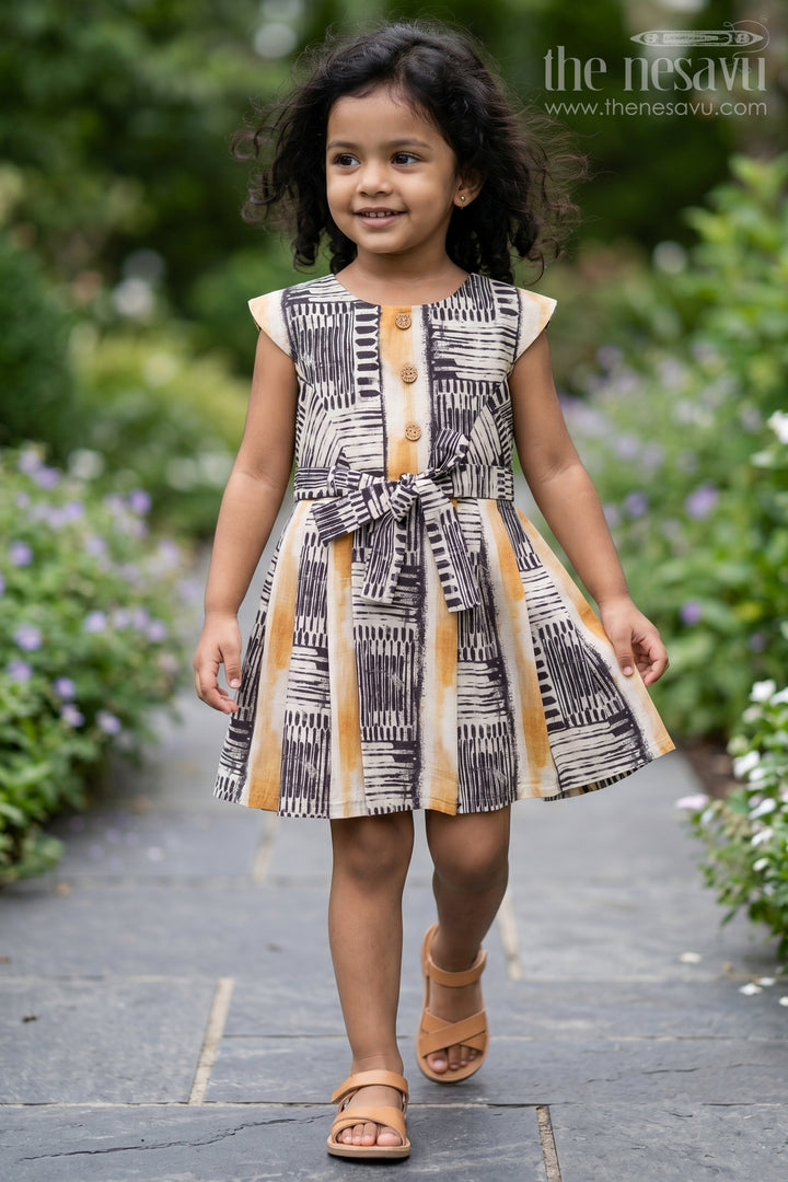 Casual Cotton Frock for Girls with Stylish Striped Pattern