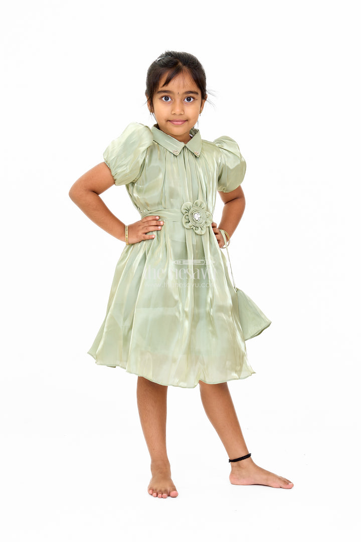 Elegant Georgette Chikankari Frock with Delicate Floral Embroidery for Girls
