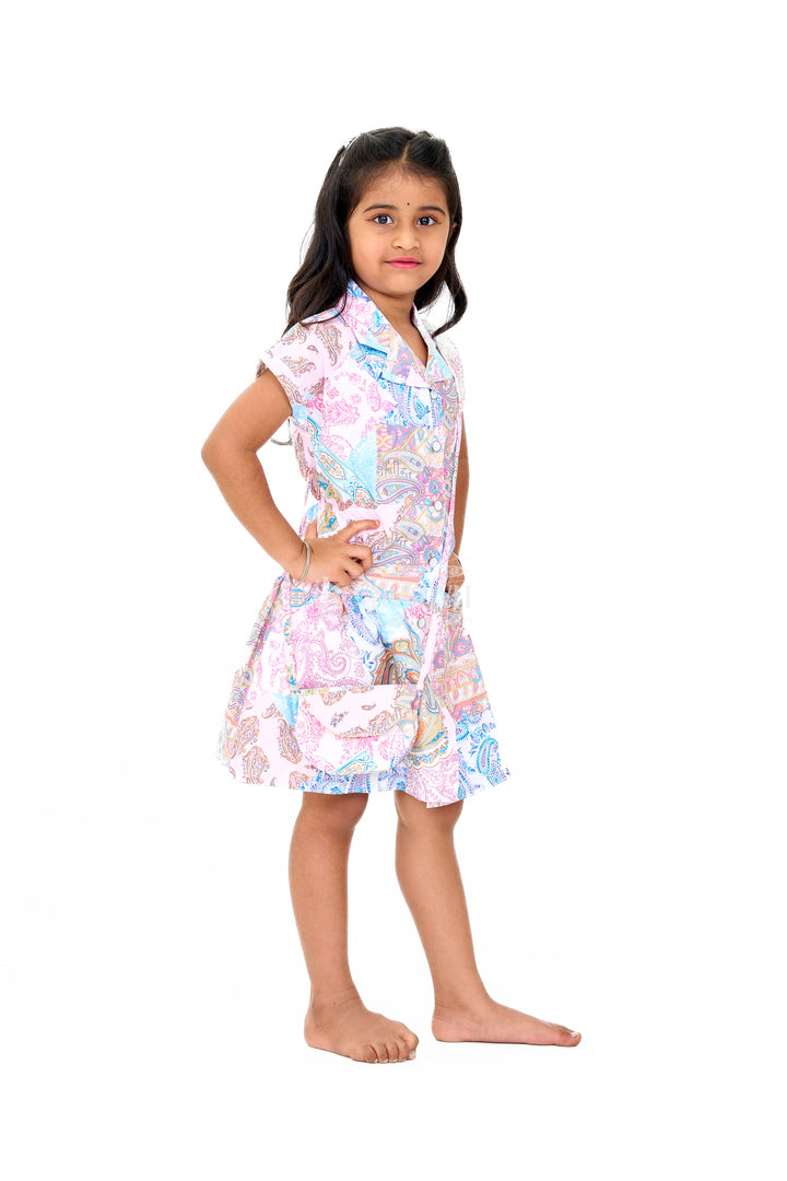 Trendy Western-Style Girls Fancy Dress in Multicolor Printed Georgette