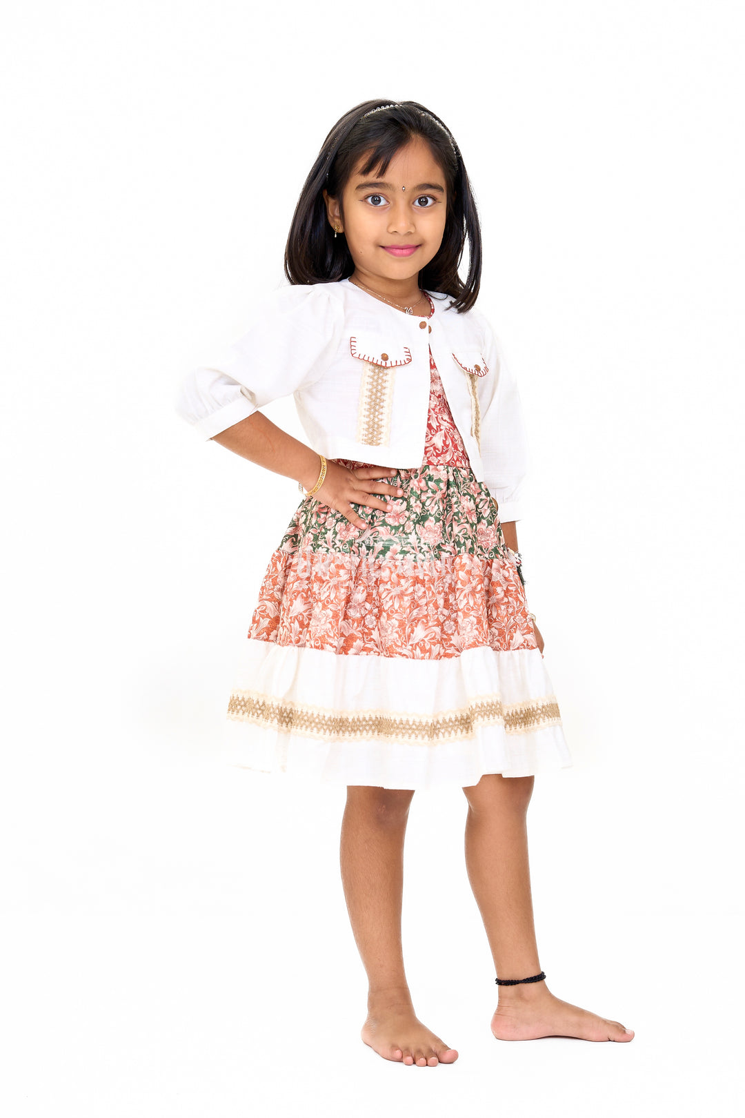 Elegant Cotton Ki Fancy Frock with Traditional Prints and Lace Details