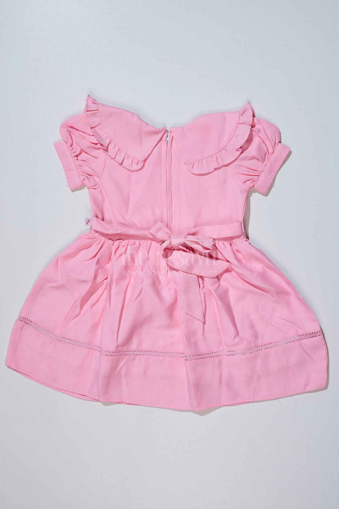Chhote Bacche Ka Frock in Poly Blended Fabric with Embroidery and Ruffle Collar