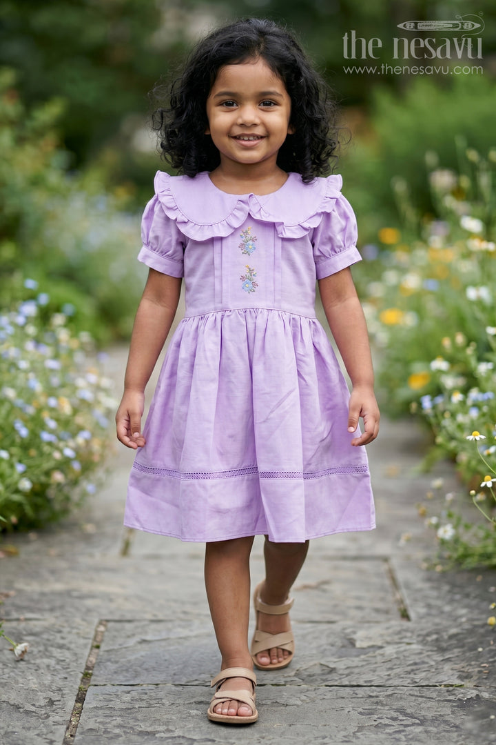 Casual Frock for Girls in Poly Blended Fabric with Embroidered Details