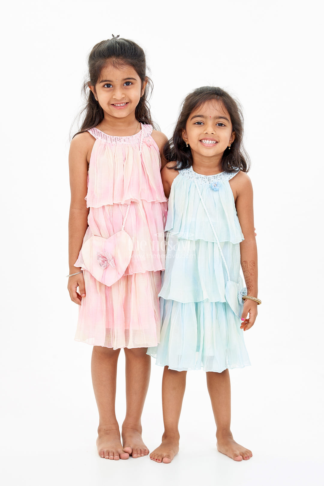Charming Fashion Frock for Girls with Crush Chiffon Tie and Dye Print and Sequin Collar