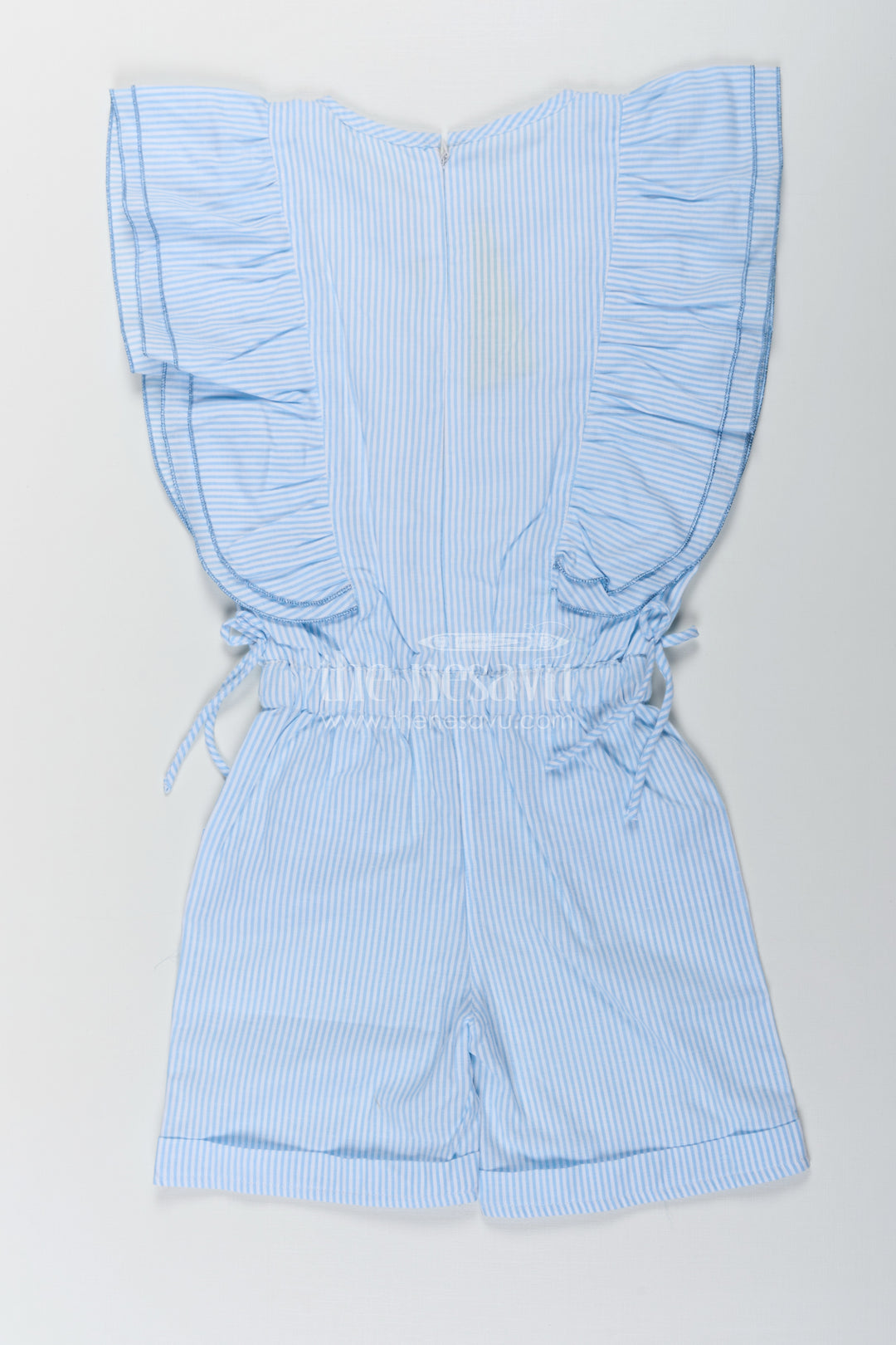 Girls Night Frock in Soft Cotton with Striped Pattern and Sequin Teddy Bear Design