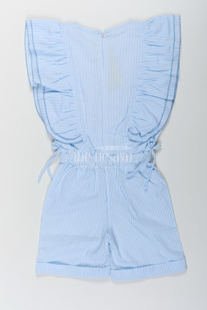 Girls Night Frock in Soft Cotton with Striped Pattern and Sequin Teddy Bear Design