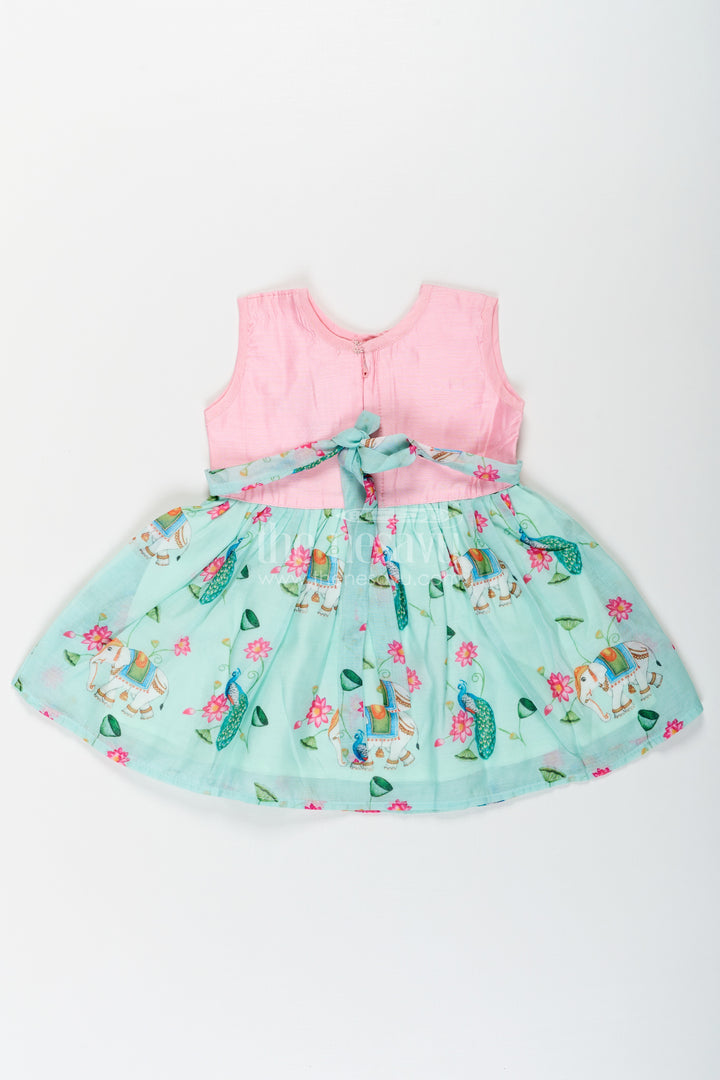 Girls New Designs Frock in Chanderi with Sequins and Pichwai Printed Skirt Bottom