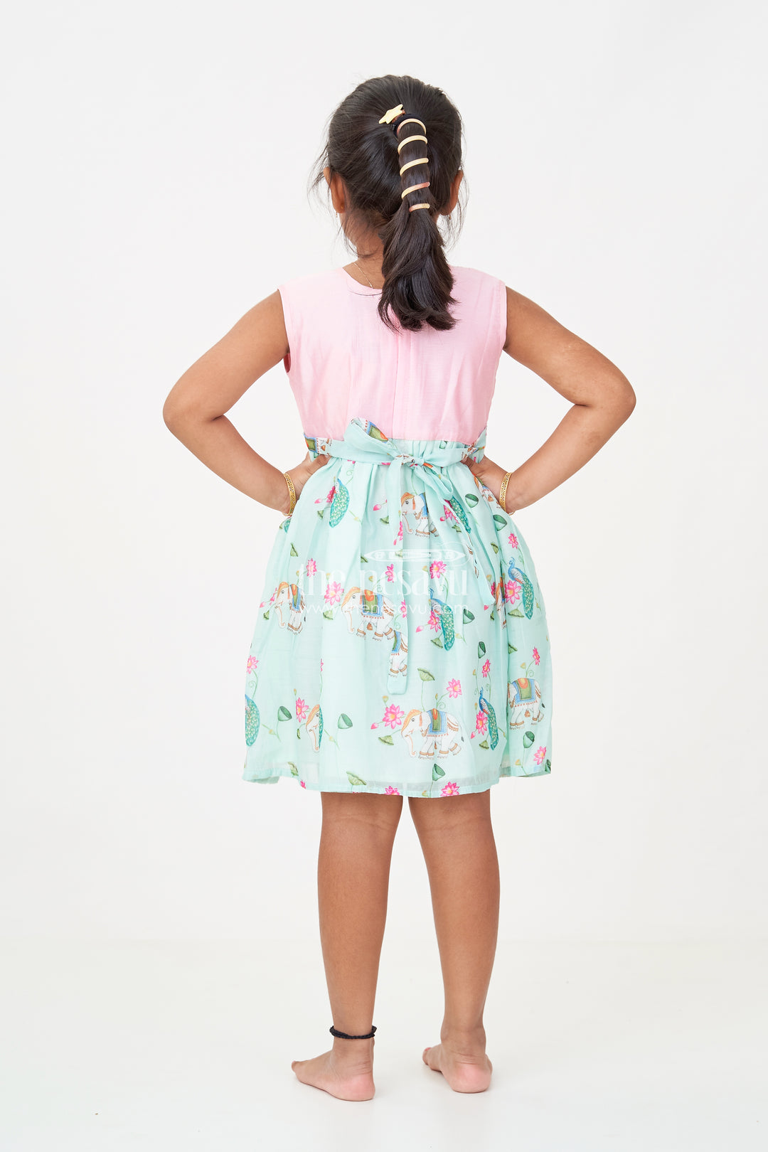 Girls New Designs Frock in Chanderi with Sequins and Pichwai Printed Skirt Bottom