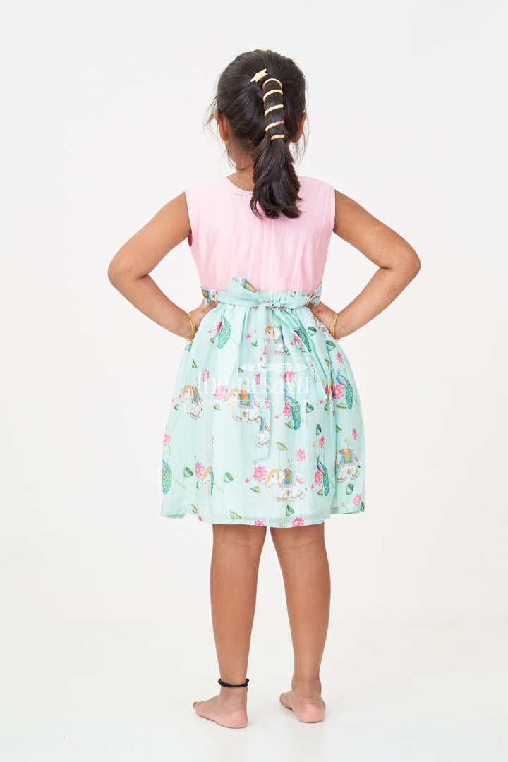 Girls New Designs Frock in Chanderi with Sequins and Pichwai Printed Skirt Bottom