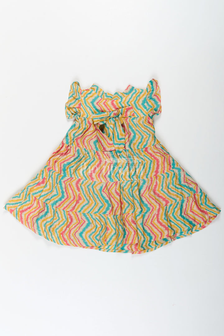 Frocks Kidswear in Modal Silk with Multicolor Zigzag Digital Print and Tiered Design for Girls
