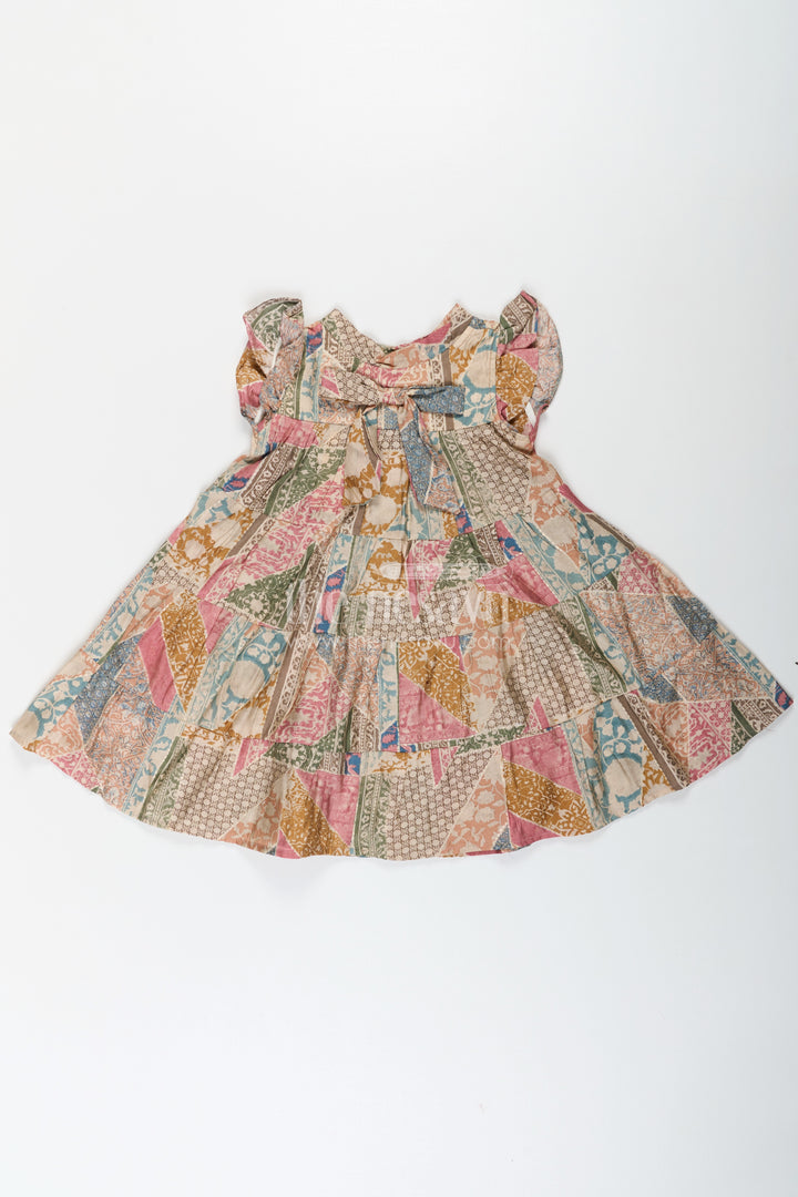 Kids Frock in Modal Silk with Multicolor Digital Print and Tiered Design for Girls