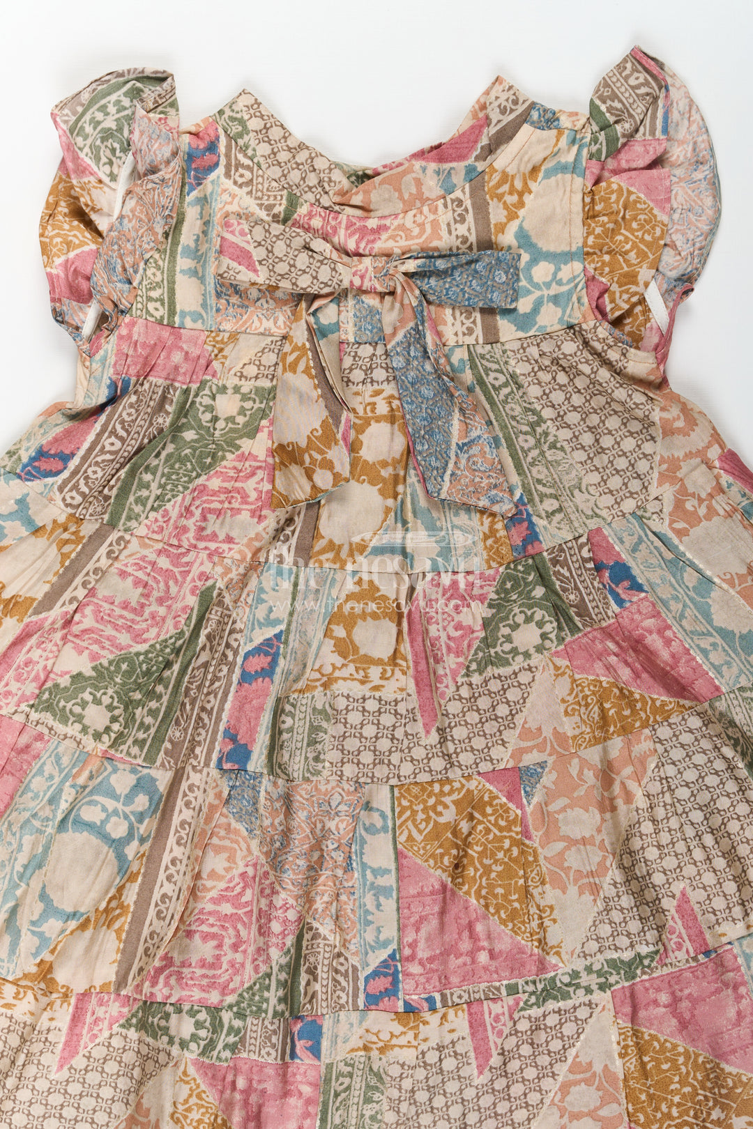 Kids Frock in Modal Silk with Multicolor Digital Print and Tiered Design for Girls