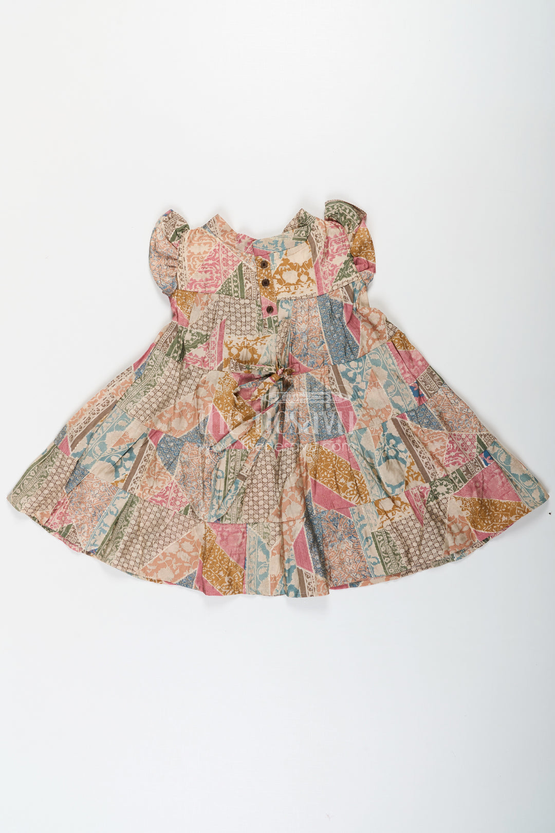 Kids Frock in Modal Silk with Multicolor Digital Print and Tiered Design for Girls