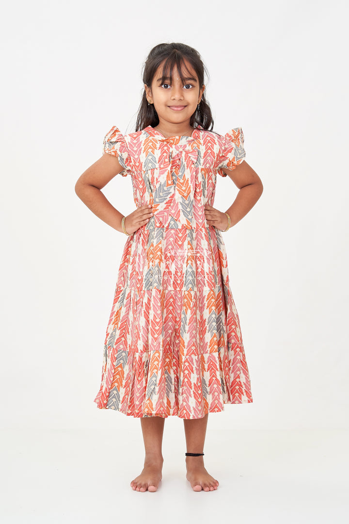 Checks Frock for Girls in Modal Silk with Multicolor Digital Print and Tiered Fit