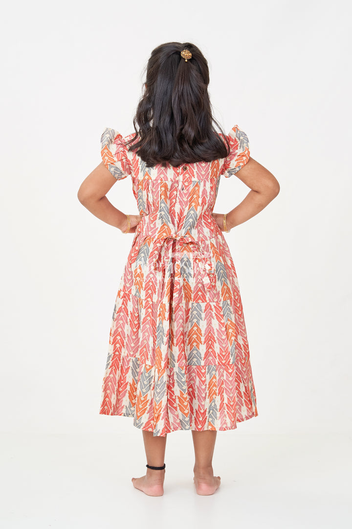 Checks Frock for Girls in Modal Silk with Multicolor Digital Print and Tiered Fit
