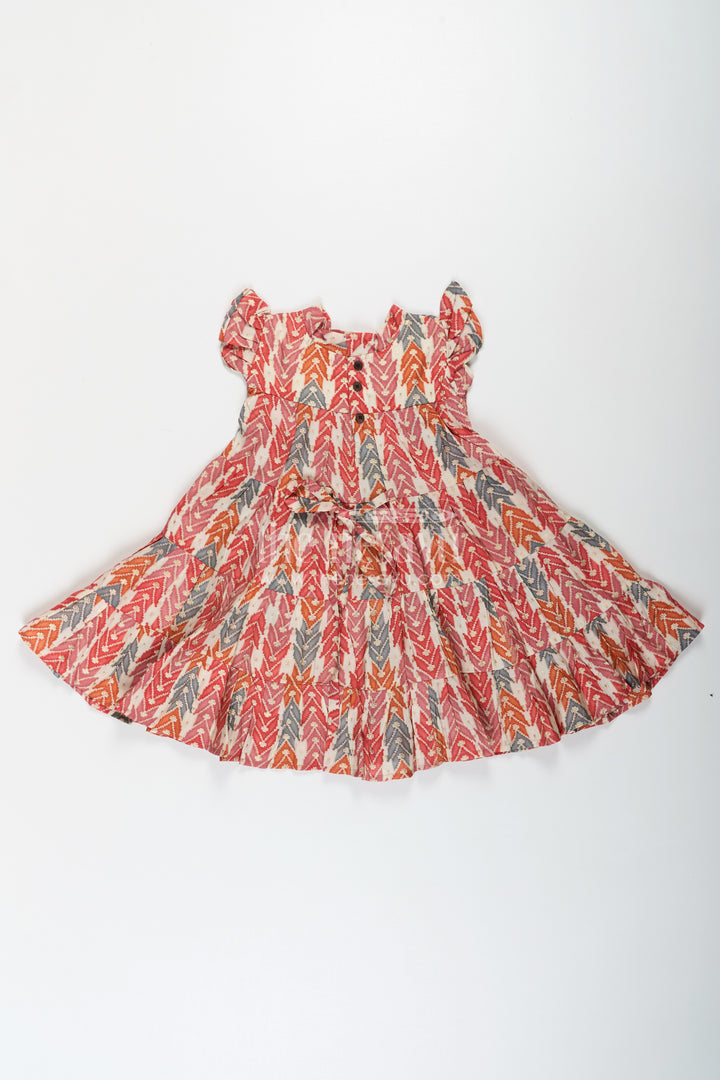 Checks Frock for Girls in Modal Silk with Multicolor Digital Print and Tiered Fit