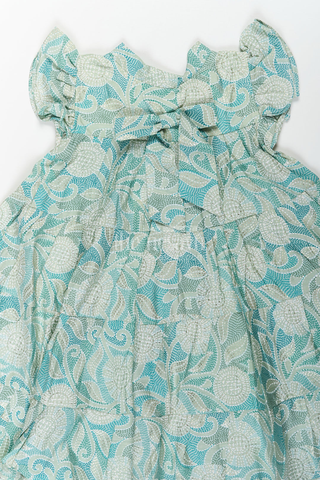 Casual Frock for Baby Girls in Modal Silk with Kantha Style Stitch Style Digital Print and Flowy Design