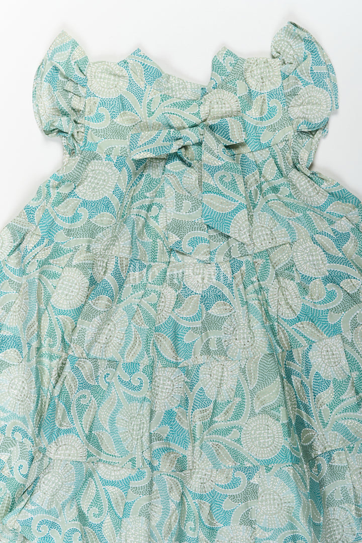 Casual Frock for Baby Girls in Modal Silk with Kantha Style Stitch Style Digital Print and Flowy Design