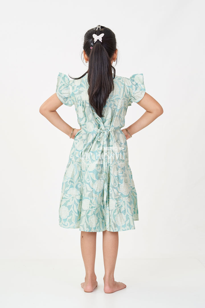 Casual Frock for Baby Girls in Modal Silk with Kantha Style Stitch Style Digital Print and Flowy Design