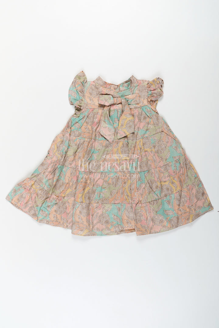 Casual Wear Frocks for Girls in Cotton with Kantha Stitch Styled Print and Tiered Design