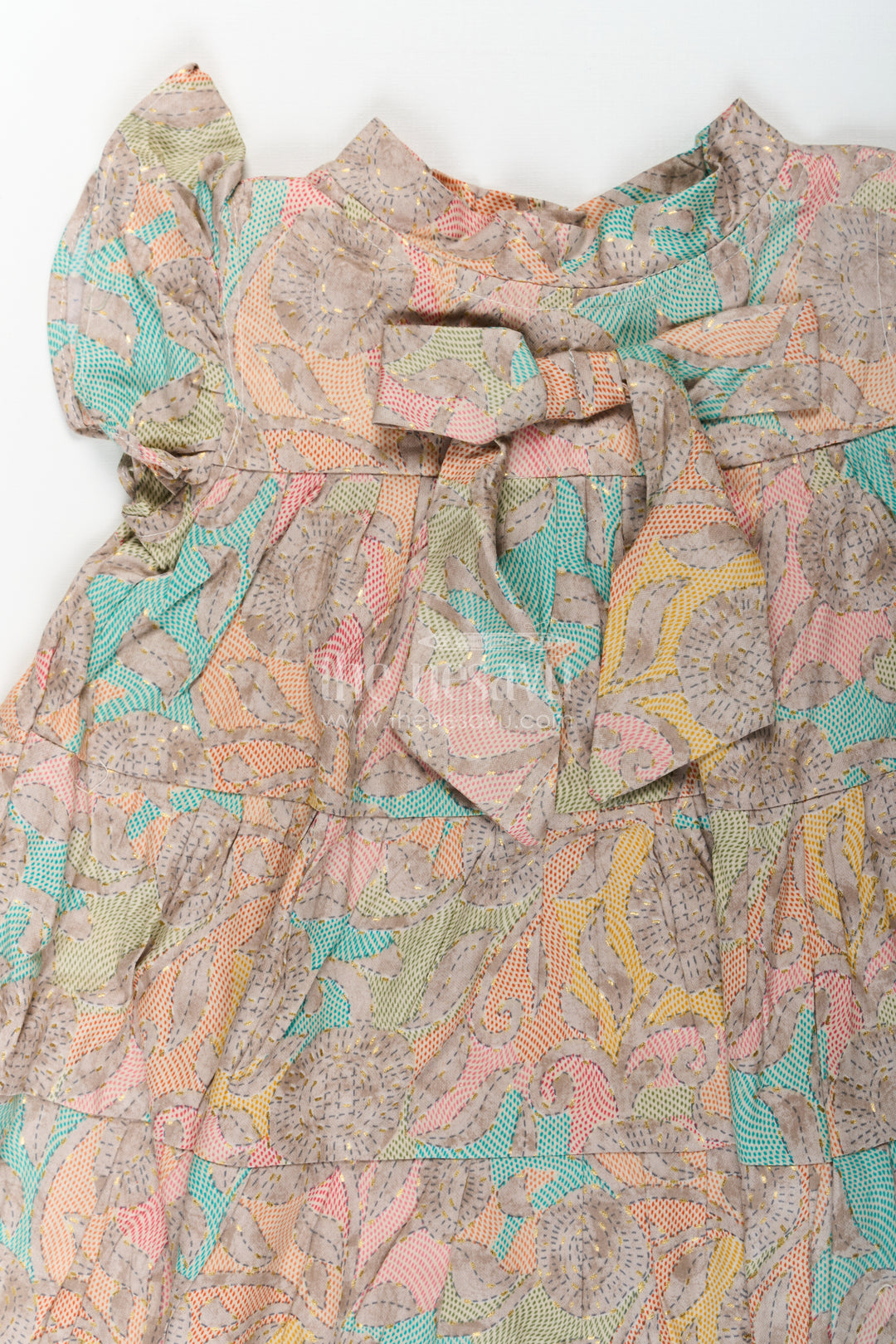 Casual Wear Frocks for Girls in Cotton with Kantha Stitch Styled Print and Tiered Design