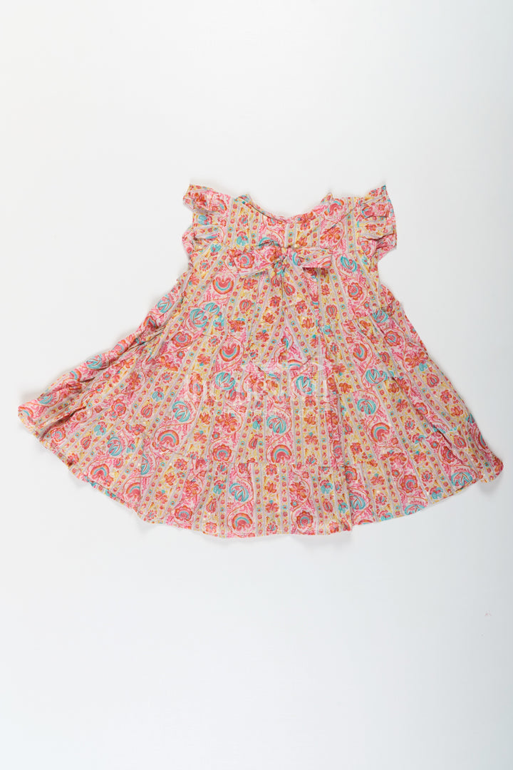Party Frock for Toddler Girls in Cotton with Floral Digital Print and Ruffle Detailing