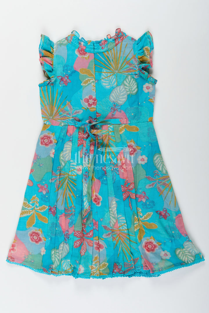 Girls frock eid stylish dress design in Vibrant Floral Cotton with Sequin Accents and Pleated Skirt